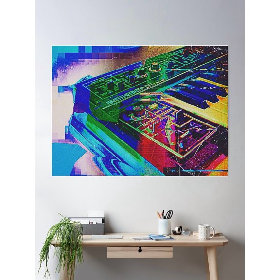 Roland Synthesizer #2 - Minimal Style Glitch Abstract Photography Poster Wall Art, Modern Wall Decor For Living Room Bedroom, 8x12 UNFRAMED