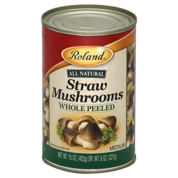 Roland Whole Peeled Straw Mushrooms, 15 Ounce Cans
