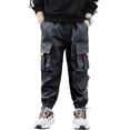 thumbnail image 1 of Rolanko Boys' Cargo Pants Casual Kids Joggers Elastic Waist Outdoor Hiking Baggy Trousers 4-14 Years, 1 of 5