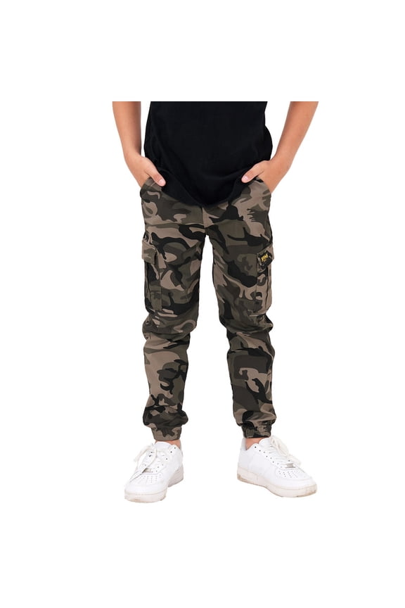 Boys' Cargo Pants Casual Kids Joggers Elastic Waist Outdoor Hiking Baggy Trousers 4-14 Years