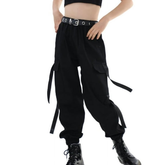 Rolanko Girls Cargo Pants for Kids Loose Streetwear Hip Hop Dance