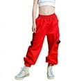 thumbnail image 1 of Rolanko Girls Cargo Pants for Kids Loose Streetwear Hip Hop Dance, 1 of 6