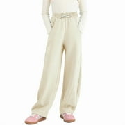 ROLANKO Girls Wide Leg Sweatpants Straight Pants for Kids Girls Trousers with Pockets Sweats 4-14 Years