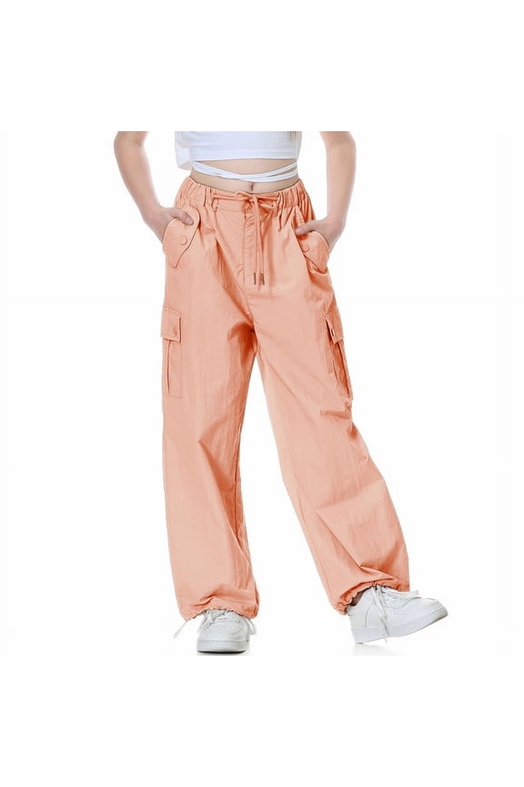 Parachute Pants for Girls Y2K Cargo Trousers with Pockets Harajuku Jogger Pants