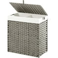 thumbnail image 1 of Rolanstar 90L Laundry Hamper Wicker Laundry Basket with Lid, Handles Clothes Hamper Foldable with 2 Removable Liner Bags, Gray, 1 of 8