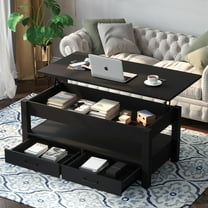 Greenstell Coffee Table, 41.7" Lift Top Coffee Table with Drawers and Hidden Compartment, Black