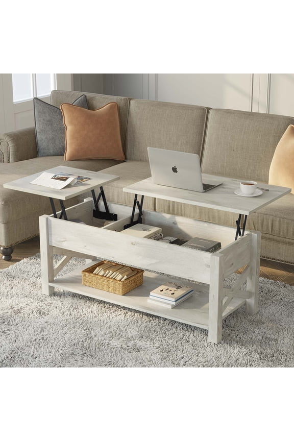 Lift Top Coffee Table with Drawer and Hidden Compartment, 43.8 Inch, Gray