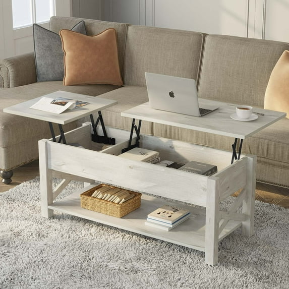 Greenstell Lift Top Coffee Table with Drawer and Hidden Compartment, 43.8 Inch, Gray