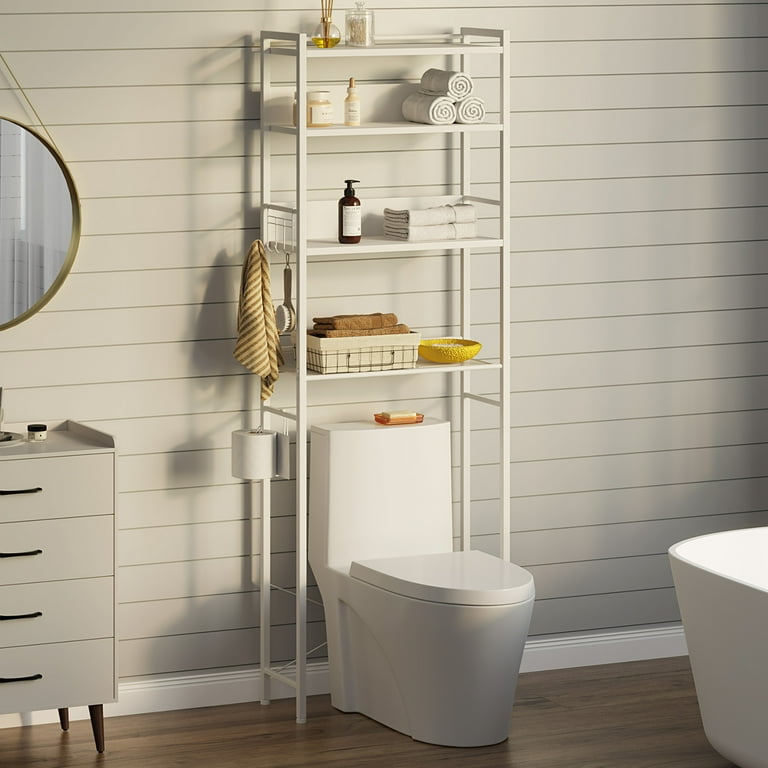 Bathroom Organizer, over the Toilet Storage, 4-Tier Adjustable Wood Shelves  for