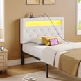 thumbnail image 1 of Rolanstar Twin Size Headboard Only - Wall Mount Upholstered Head Board with LED Lights, Charging Station & Soft Padding,White, 1 of 7