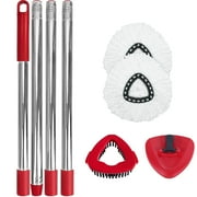 Rolarhola Spin Mop Replacement Set for O-Ceda EasyWring 1-Tank System, Includes 2 Mop Head Replacement, 1 Mop Handle (30-58in Adjustable 4-Section Pole), 1 Scrubber Head, 1 Spin Base