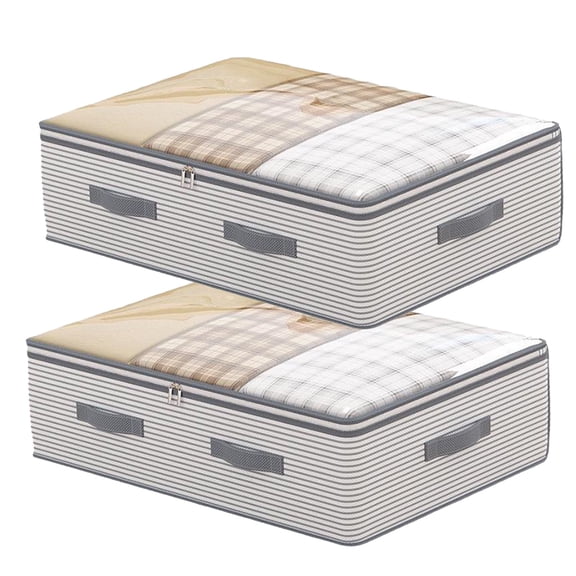Rolarhola Under Bed Storage Containers 2-Pack, Clear Window under bed storage with Reinforced Non-Woven Fabric for Clothes/Shoes/Blankets