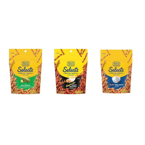 Rold Gold Selects, Bold & Twisted Variety 1 Flamin Hot Honey Mustard Twists (4 oz) 1x Cool Ranch Pretzel Twists (4 oz), 1x Dill Pickle Pretzel Twists (4 oz) Total 3 pack, Bundled by SUPERDEALS