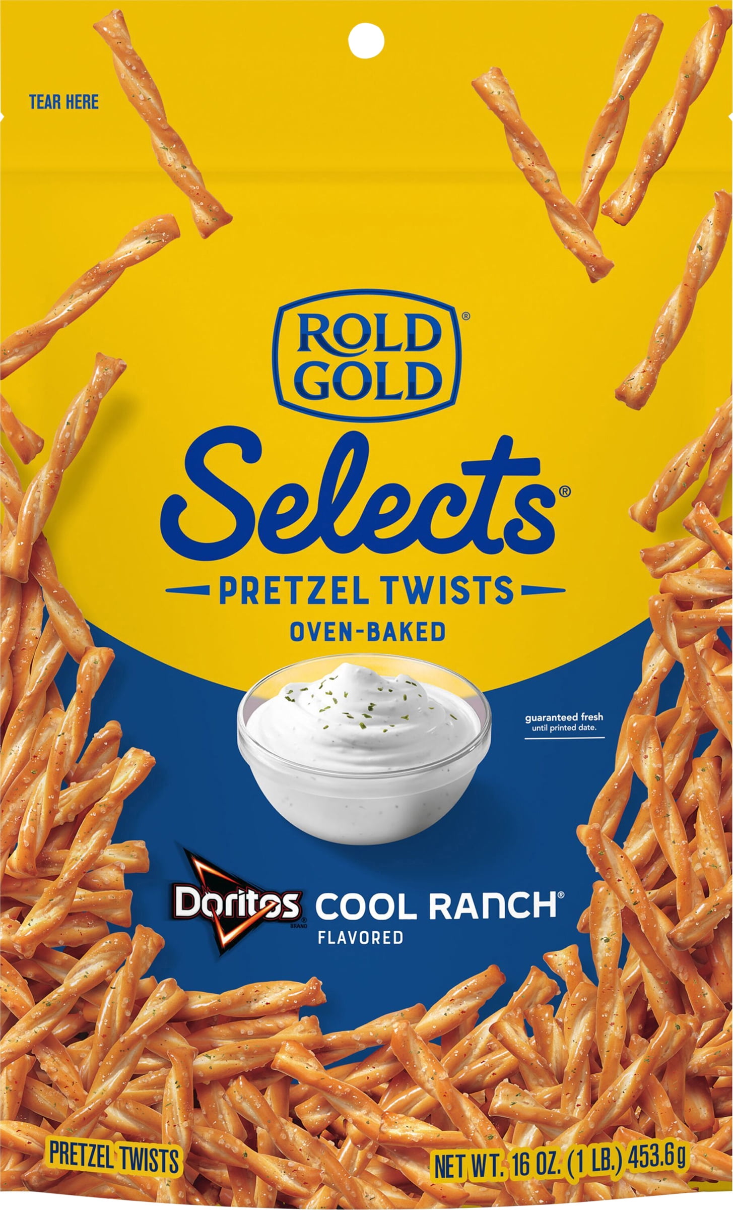 Rold Gold Selects Oven Baked Doritos Cool Ranch Flavored Pretzels Twists, 16 oz Bag