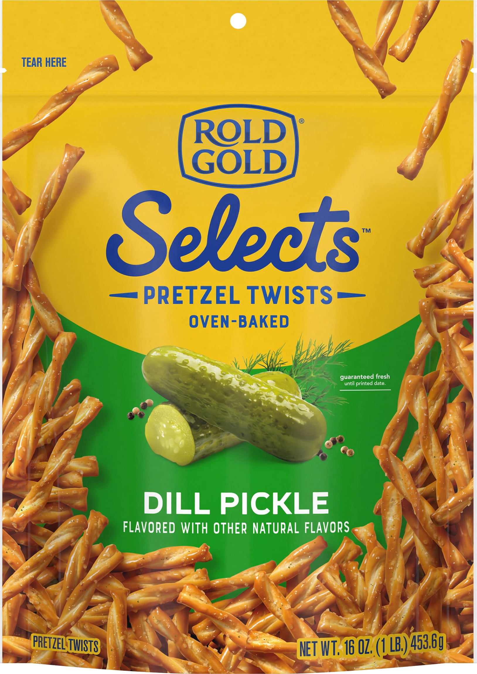 Rold Gold Selects Oven Baked Dill Pickle Flavored Pretzels Twists, 16 oz Bag