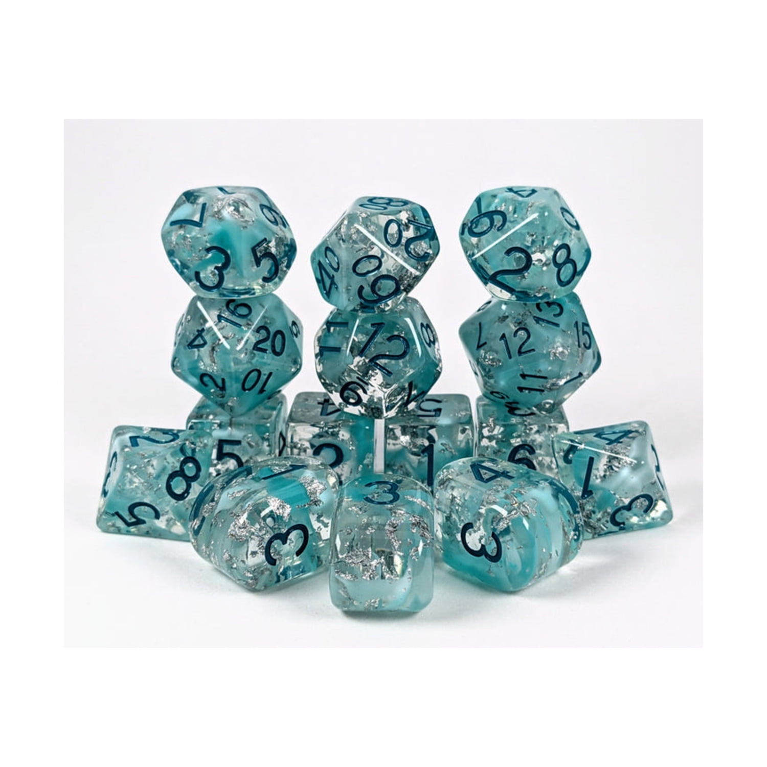 Role 4 Initiative Polyhedral Dice - Arctic Blast w/Blue (15) New