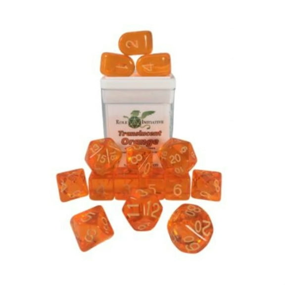 Role 4 Initiative Polyhedral Dice - Translucent Orange w/White and Archd4 (15)