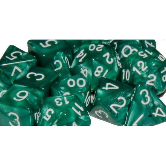Role 4 Initiative R4I50202FC Polyhedral Dice, Marble Green & White - Set of 15