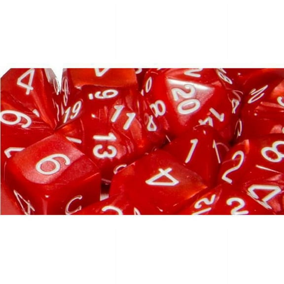 Role 4 Initiative R4I50204FC Polyhedral Dice, Marble Red & White - Set of 15
