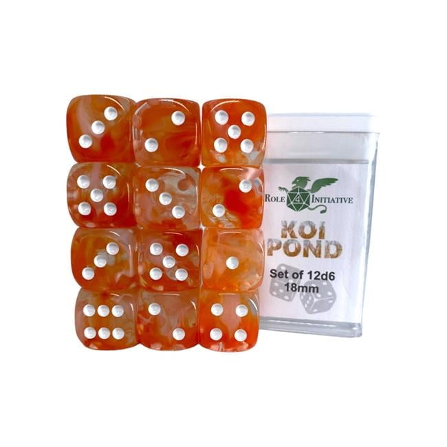 Role 4 Initiative R4I50508-12P D6 Cube 18 mm Diffusion Koi Pond Dice - Set of 12