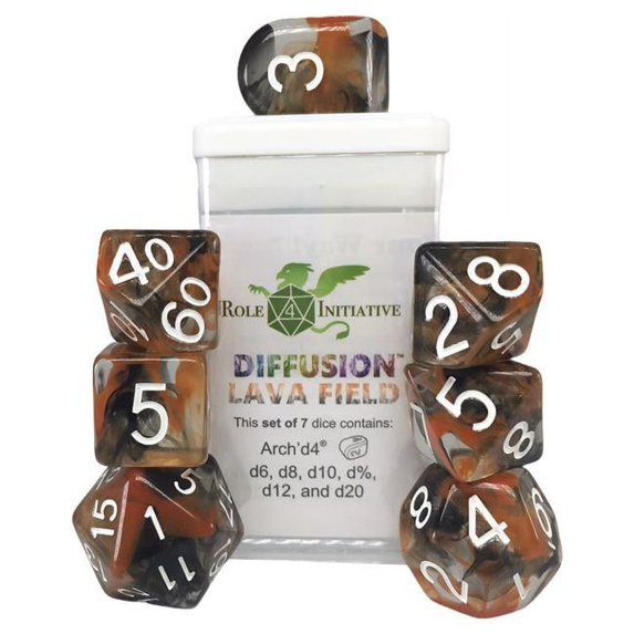 Role 4 Initiative R4I50509-7C Diffusion Lava Field Dice, White - Set of 7