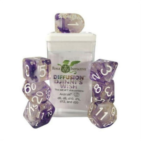 Role 4 Initiative Diffusion Poly Set - Djinni's Wish w/Creature Symbol (7) New