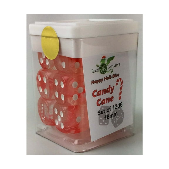 Role 4 Initiative d6 18mm Candy Cane w/White (12) New