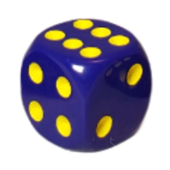 Role 4 Initiative d6 18mm Opaque Dark Blue w/Yellow (12)