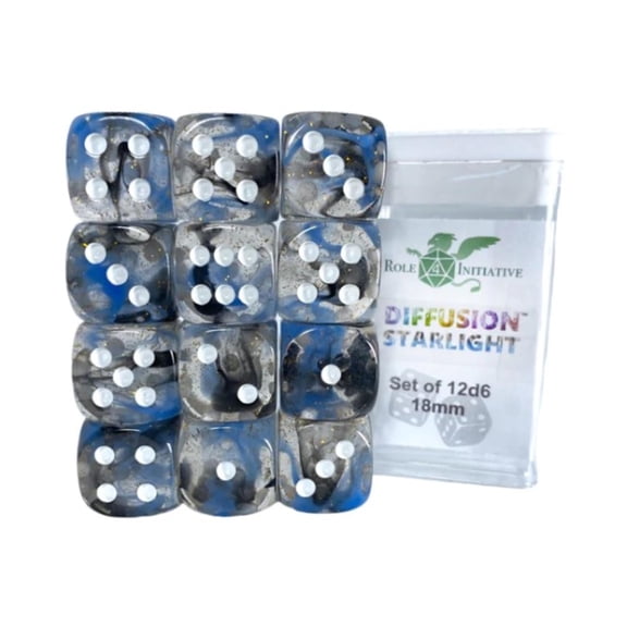 Role 4 Initiative d6 18mm Starlight w/White (12)