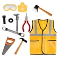 thumbnail image 1 of Role Play Costume Dress-Up Set (11 Pcs) - Pretend Construction Worker Outfit for Ages 3+ Kids, Toddlers Birthday Christmas Present, 1 of 6