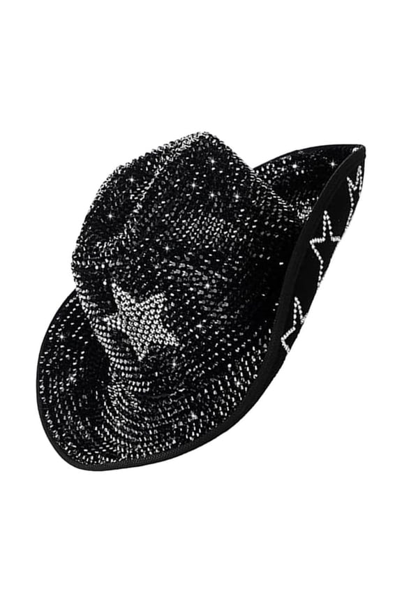 Roleplay Game Hat Glittering Rhinestones Star Hat Western Hat for Theme Party
