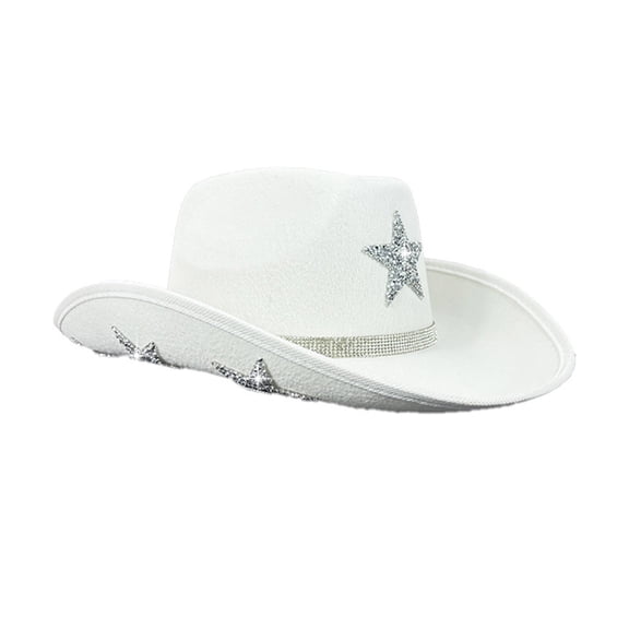 Roleplay Game Western Hat Glittering Rhinestones Star Hat for Theme Party Wear