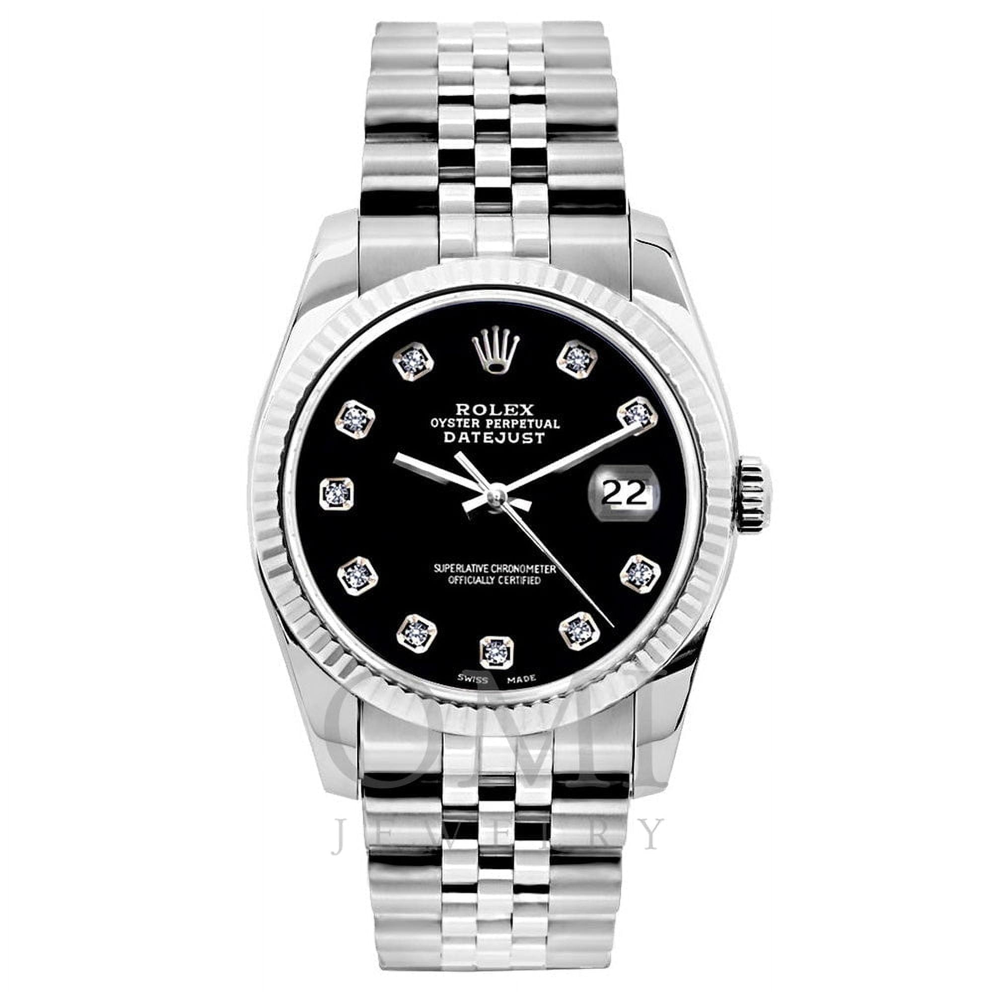 Rolex Datejust 26mm Jet Black Diamond Dial With Stainless Steel Jubilee