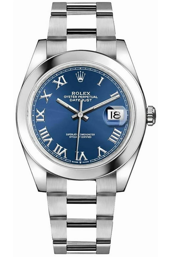 Datejust 41 Blue Roman Numeral Dial Men's Watch 126300