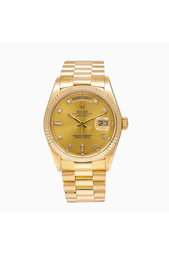 Pre-Owned Rolex Day-Date 18038 Champagne Dial With Yellow Gold President Bracelet 36mm