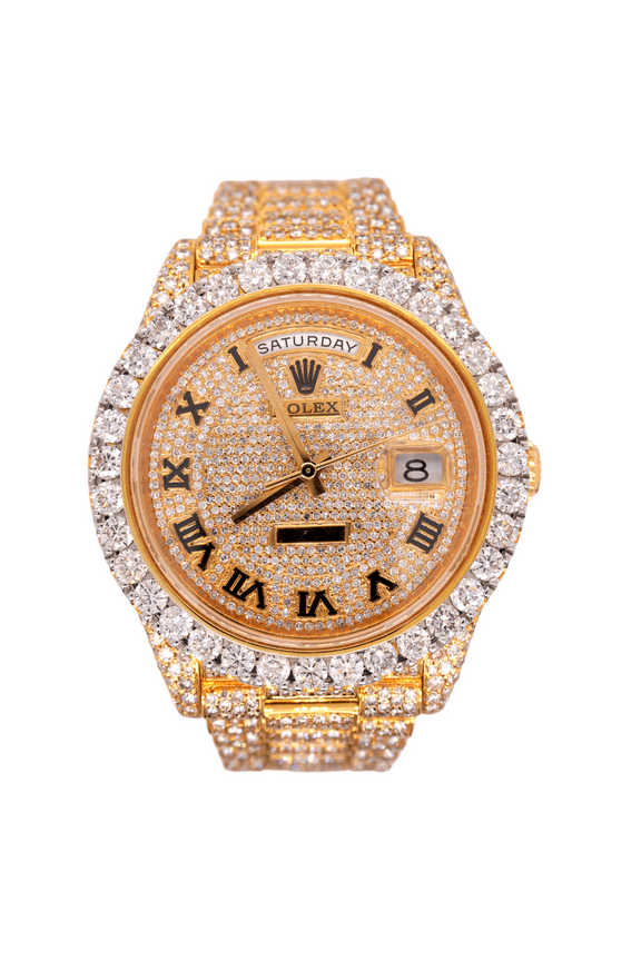 Day-Date 40mm 18k Yellow Gold Iced Out 25ct Genuine Diamonds Ref 228238