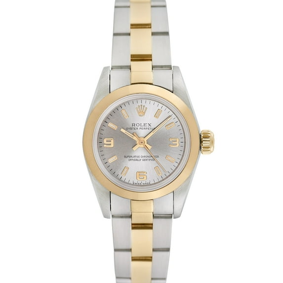 Pre-Owned Rolex Ladies Oyster Perpetual 25mm Stainless Steel and Yellow Gold Oyster Wristwatch