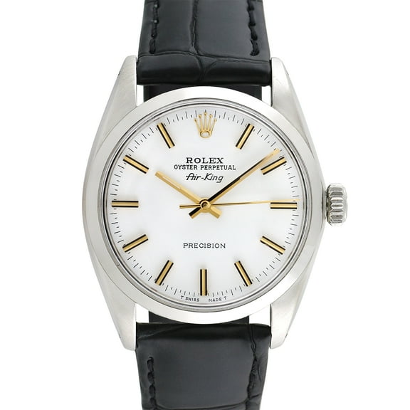 Pre-Owned Rolex Men's Airking 34mm Generic black leather Wristwatch