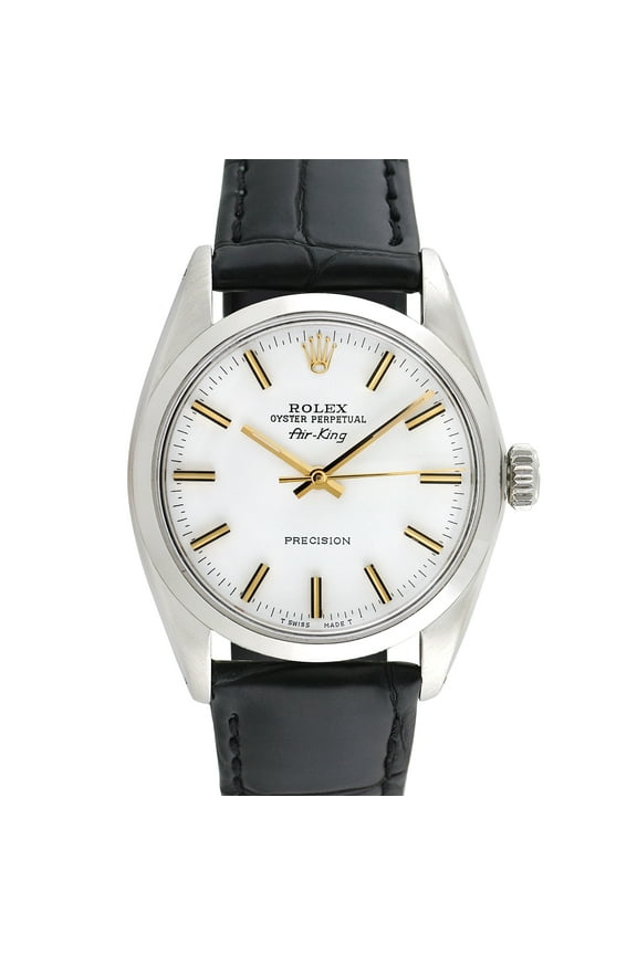 Pre-Owned Rolex Men's Airking 34mm Generic black leather Wristwatch