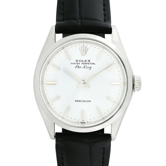 Pre-Owned Rolex Men's Airking 34mm Generic black leather Wristwatch