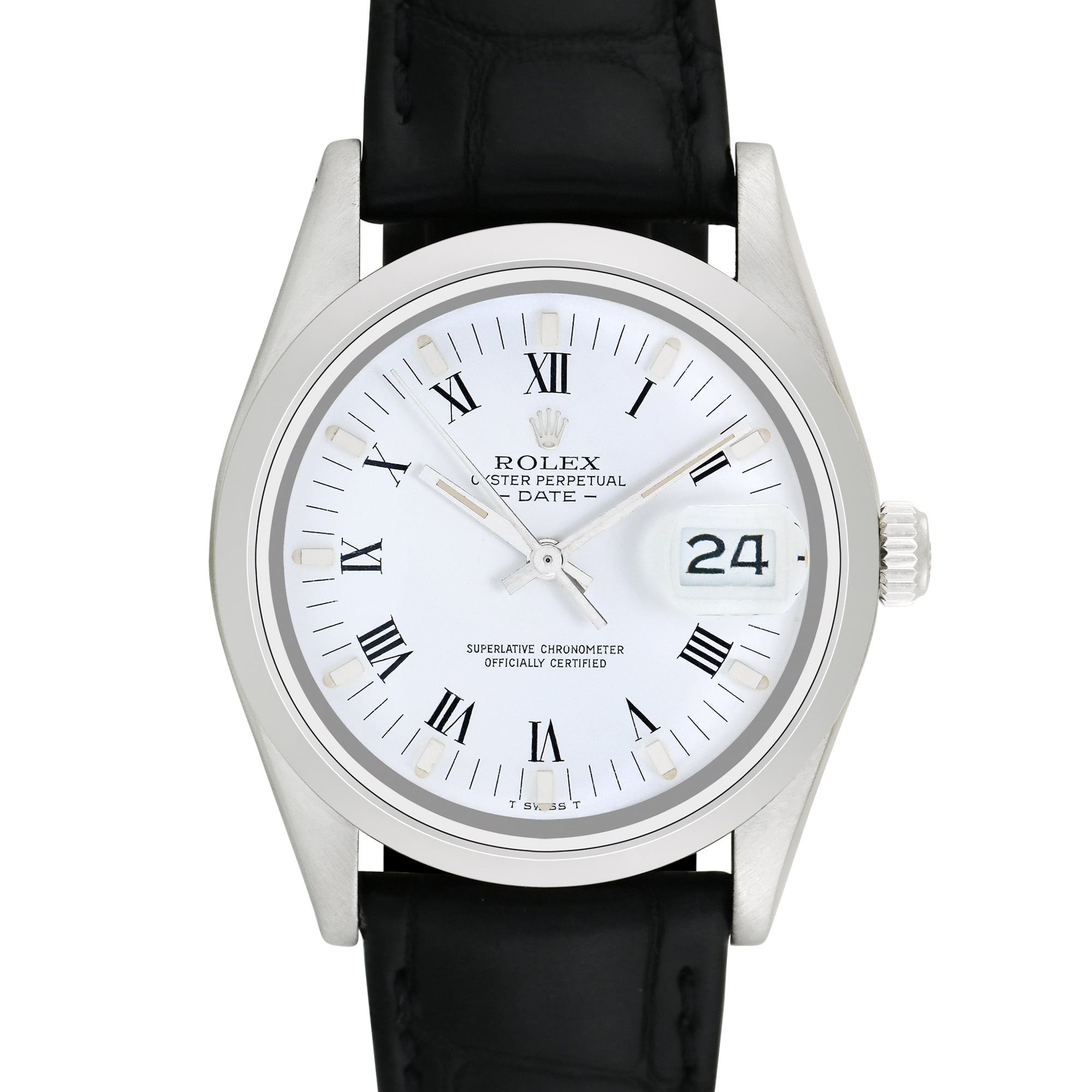 Pre-Owned Rolex Men's Date 34mm Generic black leather Wristwatch