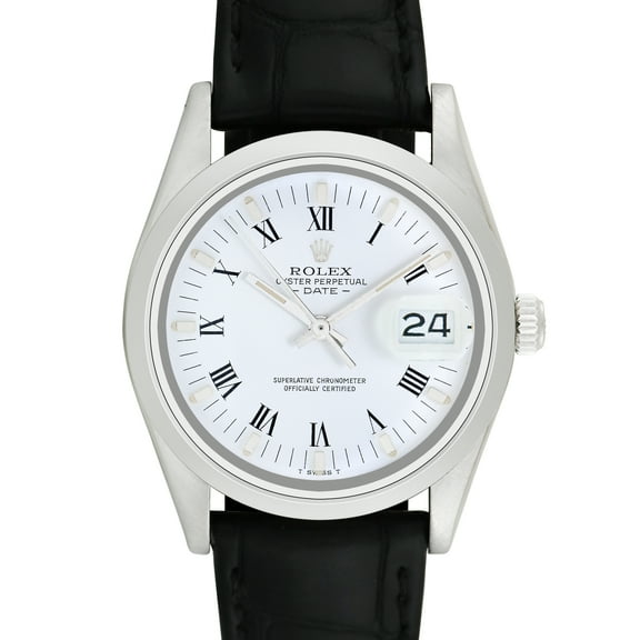 Pre-Owned Rolex Men's Date 34mm Generic black leather Wristwatch