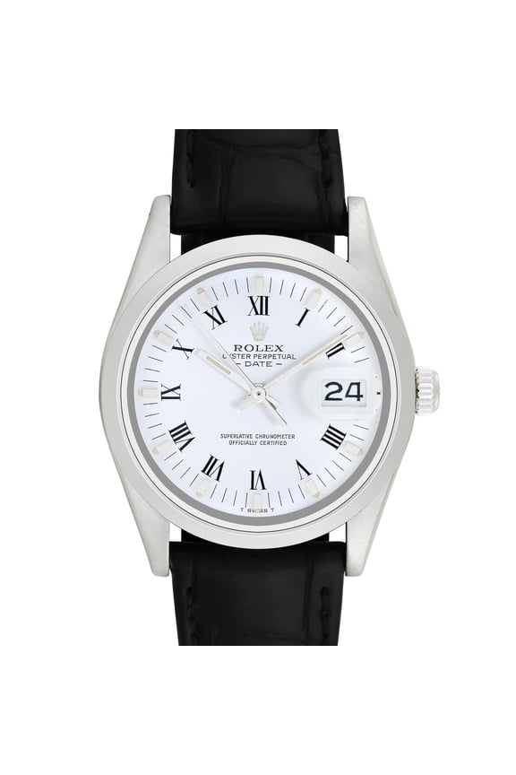 Pre-Owned Rolex Men's Date 34mm Generic black leather Wristwatch