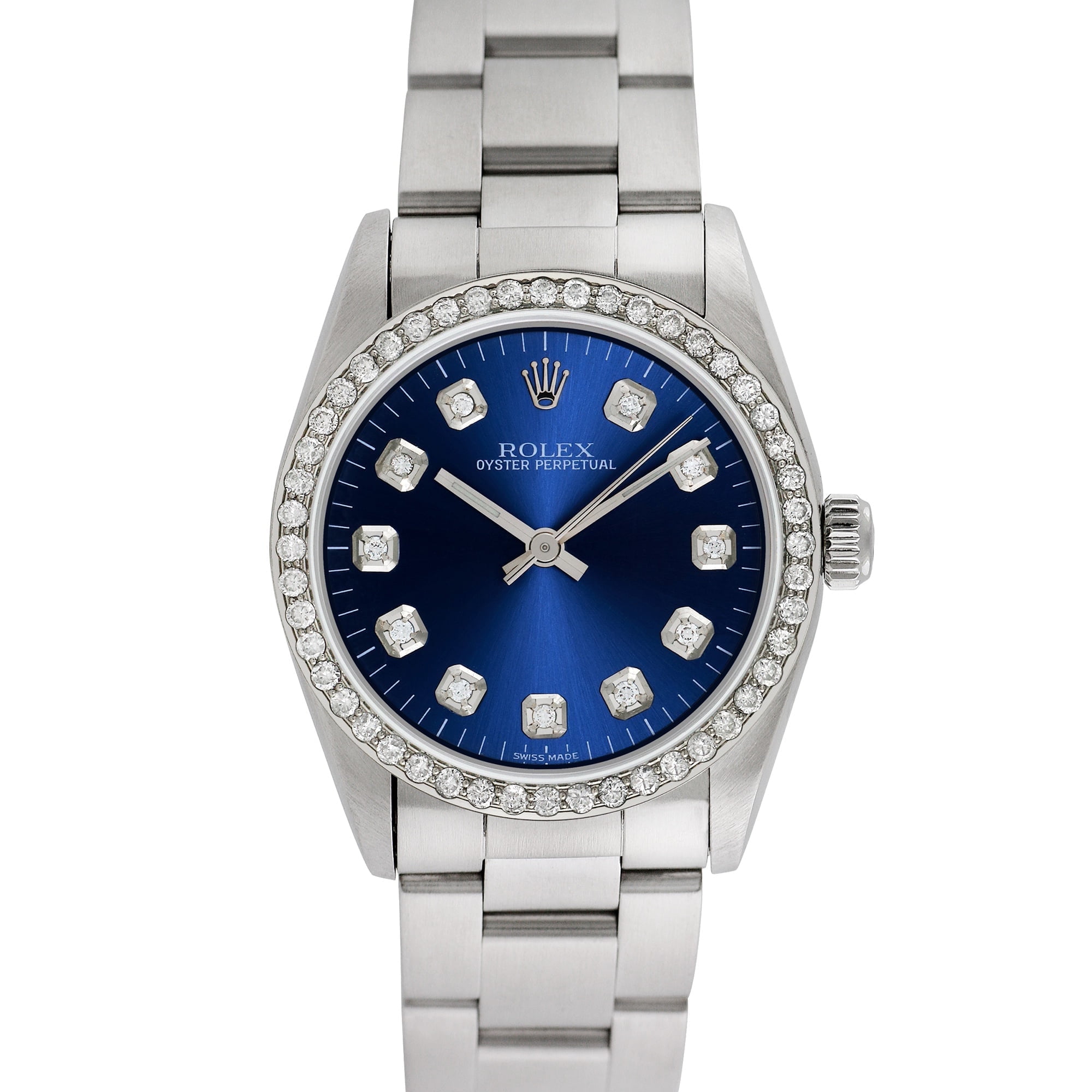 ROLEX DATEJUST BLUE DIAMOND DIAL 1.15CTW DIAMOND STEEL JUBILEE WATCH 26 MM 69174 Pre-Owned Rolex Midsize Oyster Perpetual 31mm Stainless  main image 4