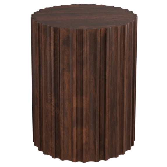 Simpli Home Rolf 16 inch Wide Solid Mango Boho Contemporary End Table in Walnut Brown, Assembled