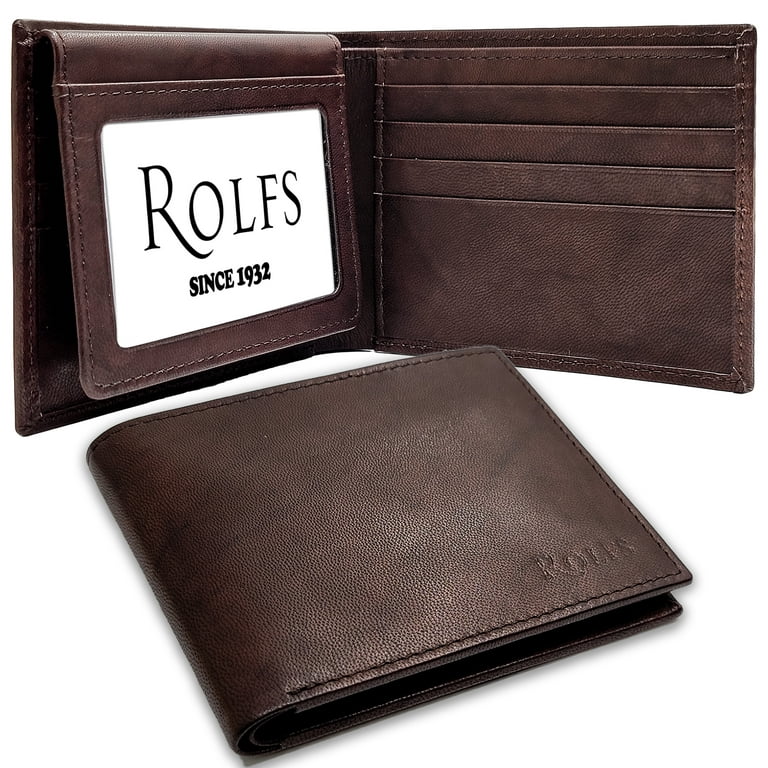 Men's Bifold Top Grain Leather Wallet, Dark Brown