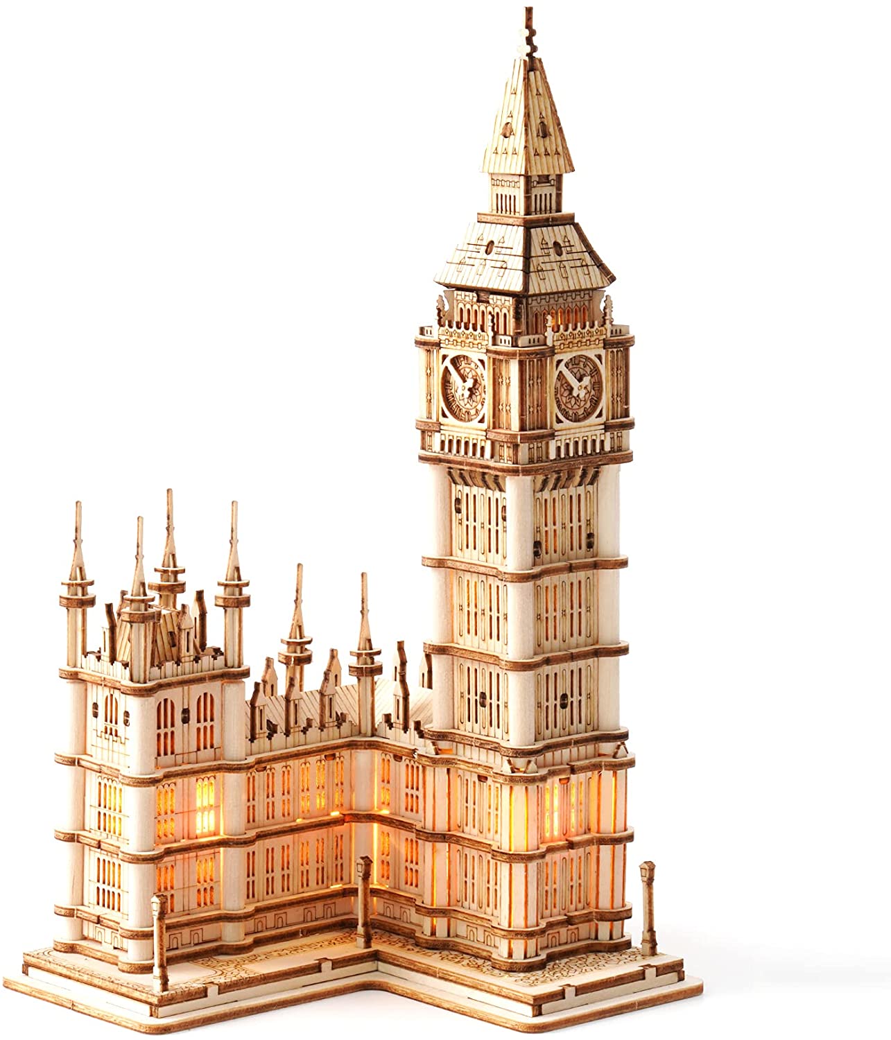 Rolife 3D Wooden Puzzle Kit - Big Ben & London Tower Bridge Model, DIY Craft For Adults & Teens