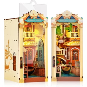 Rolife 3D Jigsaw Puzzle Wooden Model Building Kit Book Nook Romantic Venice Bookend Stand DIY Bookshelf Insert Decor Gift for Teen Adults