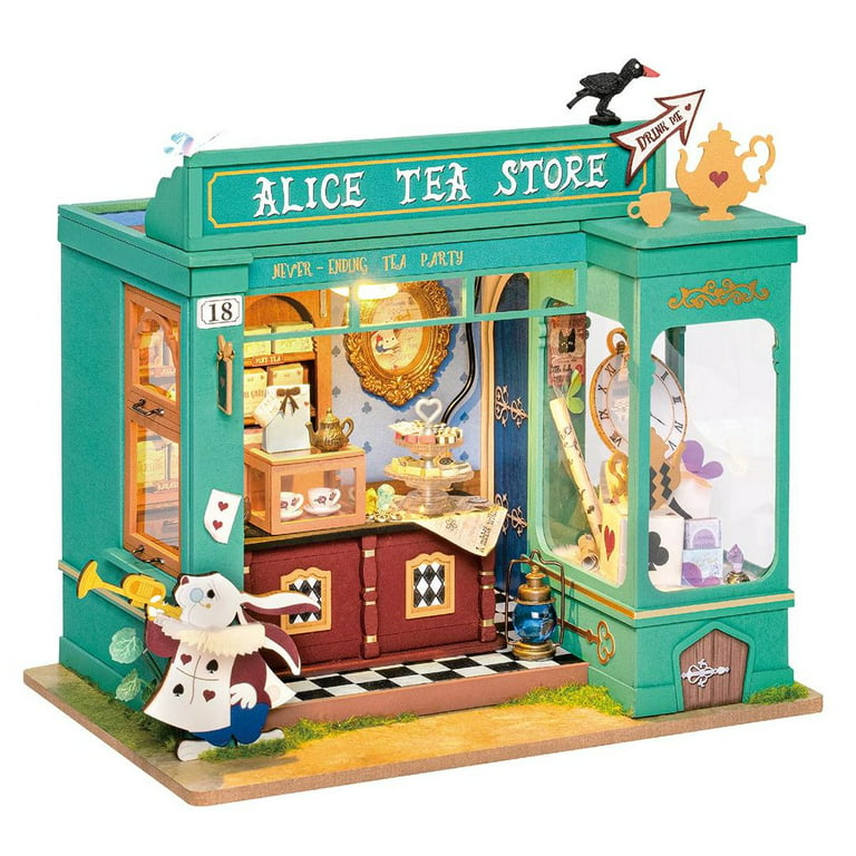Rolife Alice's Tea Store Dollhouse Kit Miniature DIY House Kit Birthday  Gifts for Boys & Girls 