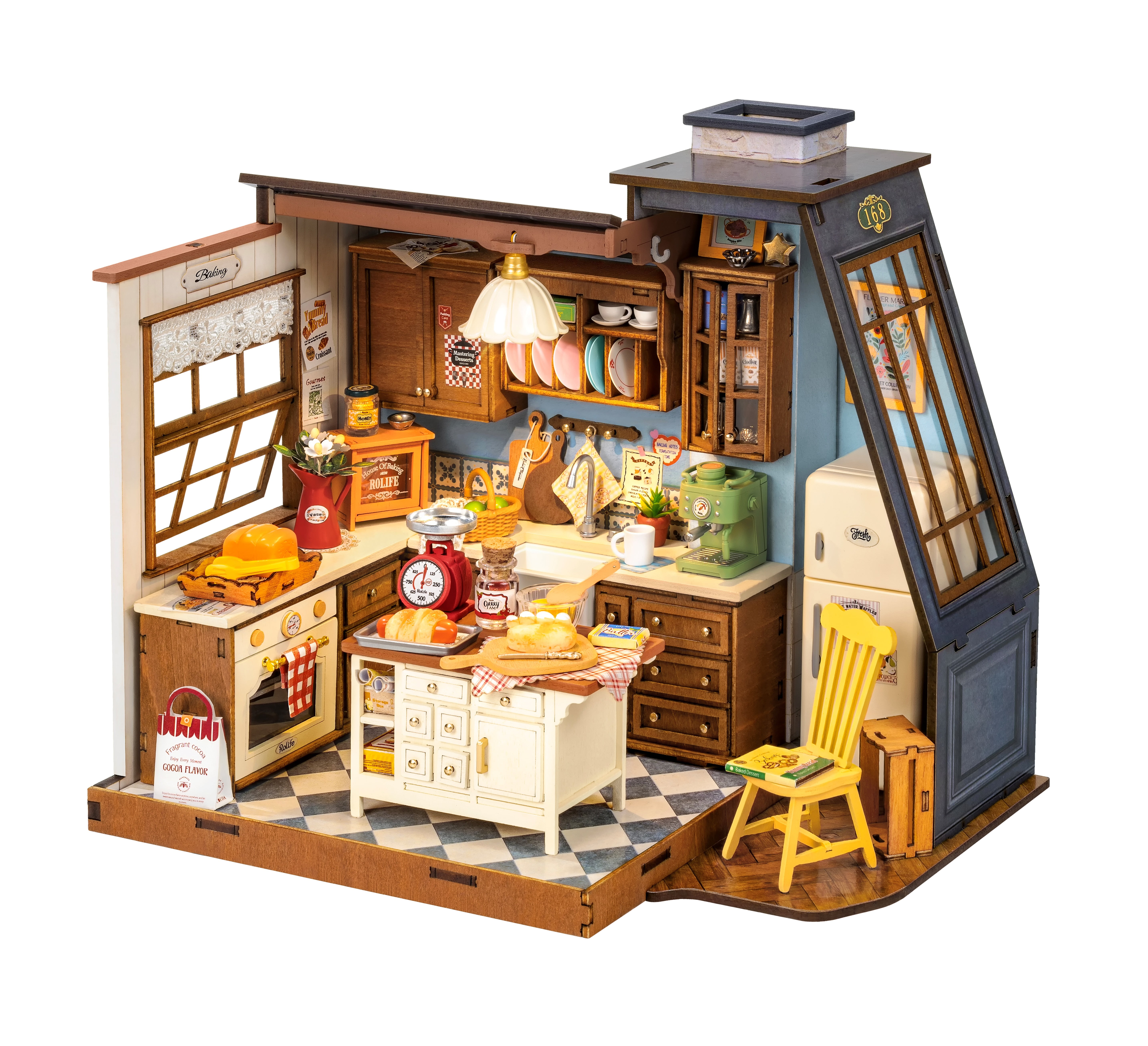 Rolife Baking Kitchen DIY Miniature Dollhouse Wooden Toy for Adult Child Gift